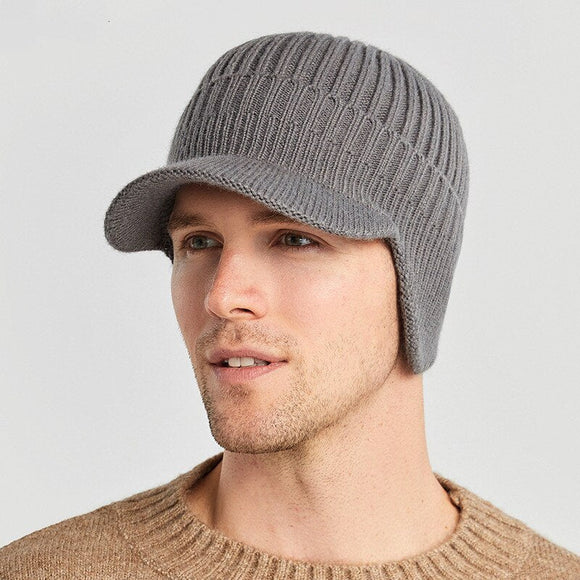 Men Ear Beanie Winter Knitted Hat
