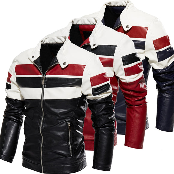 Men Fashion Leather Jacket  ( 💥Over $89+ ,Code SAVE10🛒)