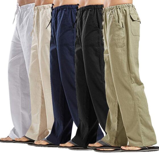 Mens Cotton Linen Casual Pants