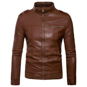 Men Trend Stand-up Collar Leather Clothing  ( 💥Over $89+ ,Code SAVE10🛒)