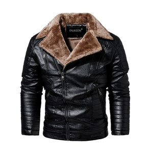 Men Leather Stand Collar Coats