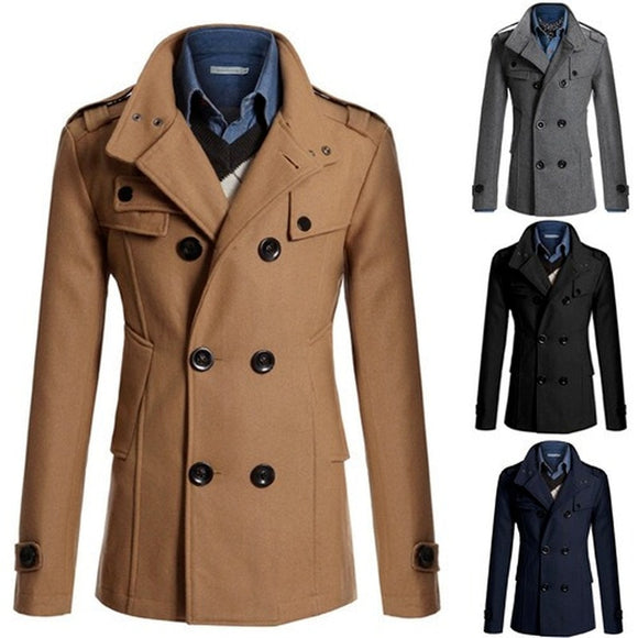 Mens Double Breasted Business Coat
