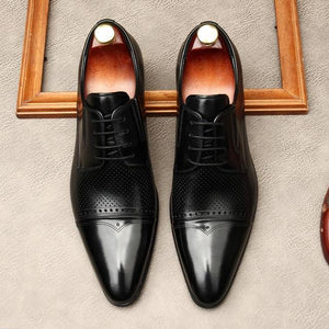Men Genuine Leather Brogues Lace Up Shoes