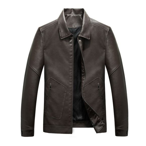 Men Casual Lapel Pu Leather Jacket  ( 💥Over $89+ ,Code SAVE10🛒)