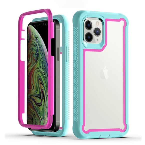 Military Grade Drop Shockproof Phone Case For iPhone 12 Transparent Armor Full Body Frame Cover