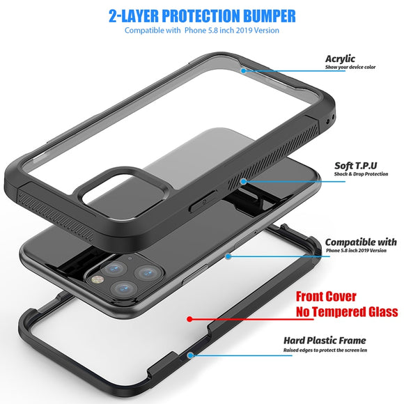 Military Shock Absorption Case For iPhone 12 Pro Cover Transparent PC + TPU Bumper Frame Protective Case