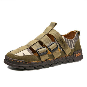 Men Leather Mesh Splicing Beach Sandals ( 💥Over $89+ ,Code SAVE10🛒)