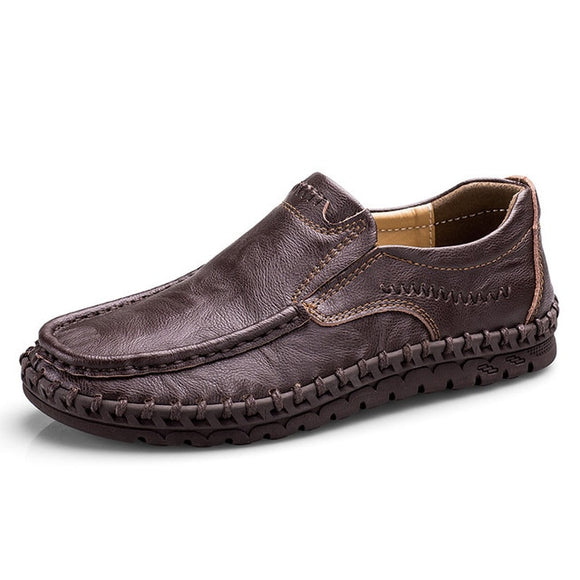 New Leather Men Hand Sewing Loafers