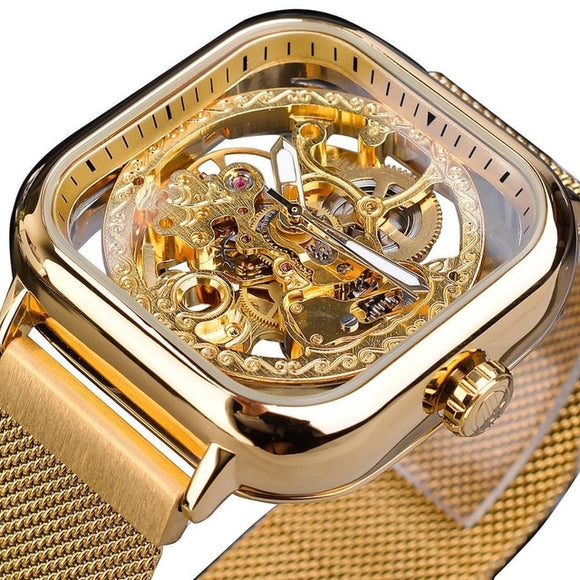 New Gold Skeleton Automatic Mechanical Watch
