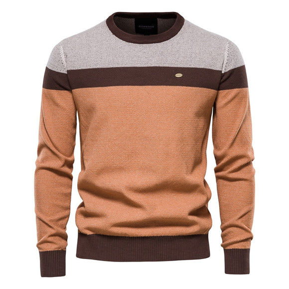 Men Spliced Cotton Casual O-neck Sweaters ( 💥Over $99+ ,Code SAVE10🛒)