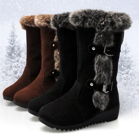 Women Casual Warm Fur Mid-Calf Boots