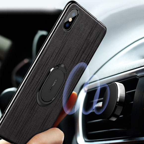 Ultra Thin Car Bracket Ring Magnetic Cloth Phone Case for iPhone