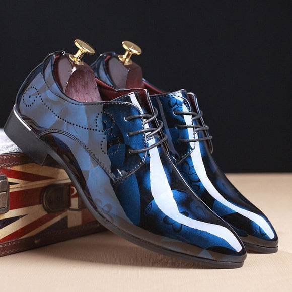 Men Bright Patent Leather Dress Shoes