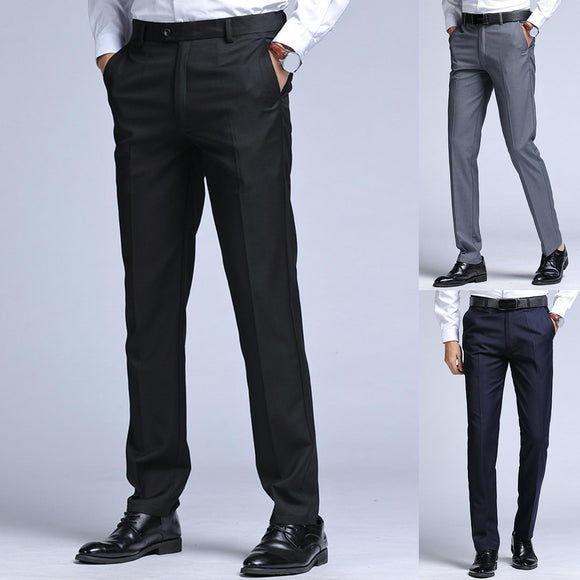 Men Suit Solid Color Elastic Straight Business Formal Pants ( 💥Over $89+ ,Code SAVE10🛒)