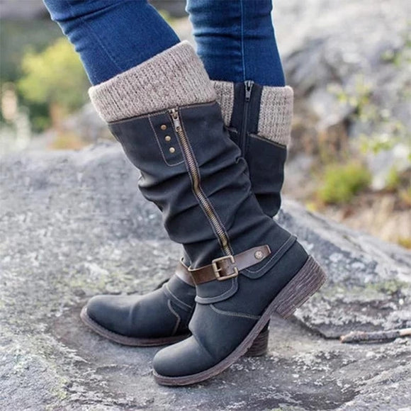 Women Square Heel Long High Boots  ( 💥Over $89+ ,Code SAVE10🛒)