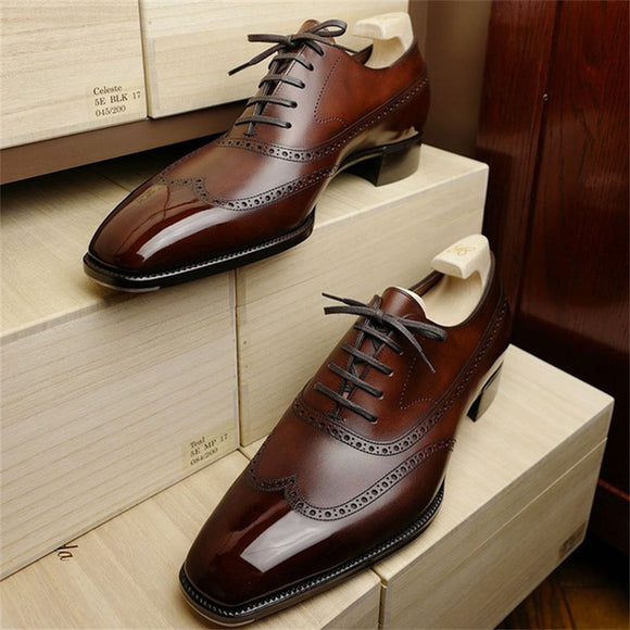 Brown Men Leather Business Oxford Shoes