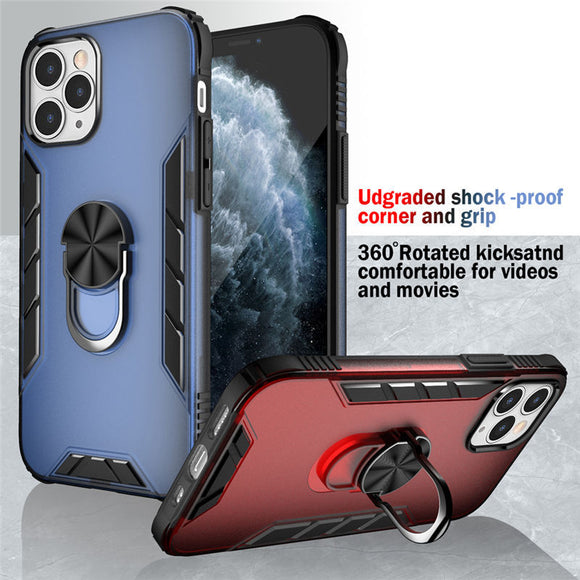 Shockproof Armor Kickstand Phone Case For iPhone 12 Mini 12Pro Magnetic Finger Ring Anti-fall Cover
