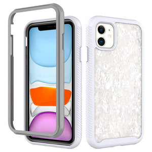 Shockproof Bumper Marble Phone Case For iPhone 12 2 in 1 Hard PC + TPU Anti-slip Back Cover