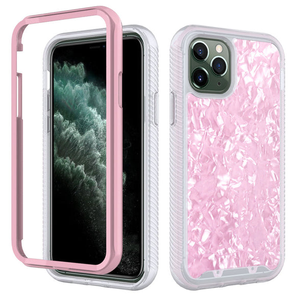 Shockproof Bumper Marble Phone Case For iPhone 12 2 in 1 Hard PC + TPU Anti-slip Back Cover