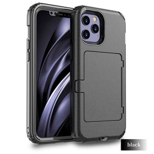 Shockproof Hybrid Anti Shock Armor Case For iPhone 12 Pro Max Mini  Card Slot Satnd With Mirror