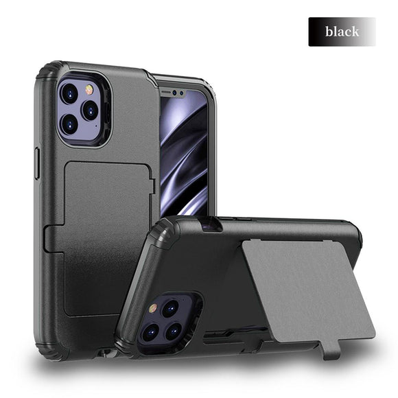Shockproof Hybrid Anti Shock Armor Case For iPhone 12 Pro Max Mini  Card Slot Satnd With Mirror