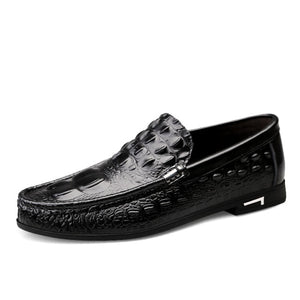 Men Leather Moccasin Crocodile Styl Shoes
