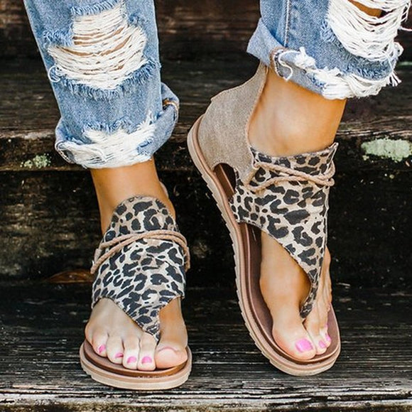 Women Zippers Flip Flops Leopard Sandals ( 💥Over $89+ ,Code SAVE10🛒)