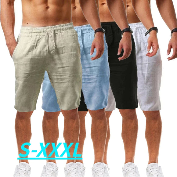 Men Cotton Linen Shorts Pants