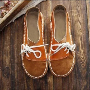 Women Lace-up Slip On Sewing Flats