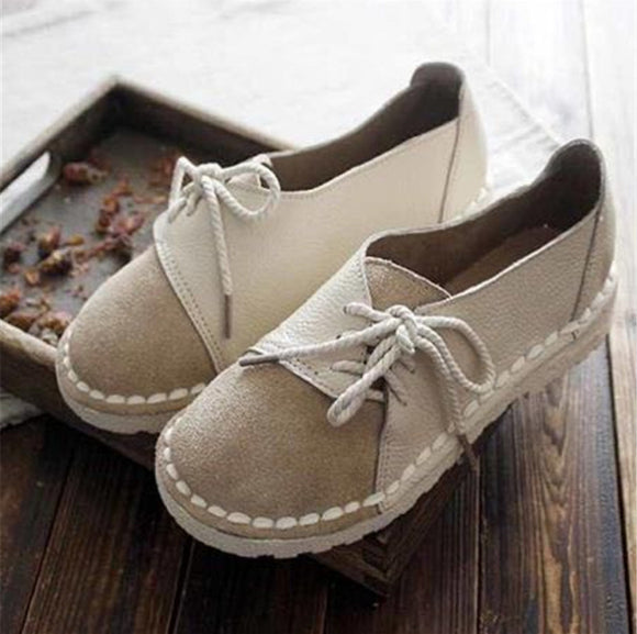 Women Lace-up Slip On Sewing Flats