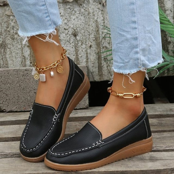 Women Pu Leather Casual Loafers