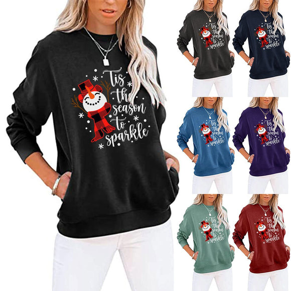 Women Loose Christmas Print Sweatshirts