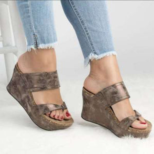 Women Wedges Leather Sandals