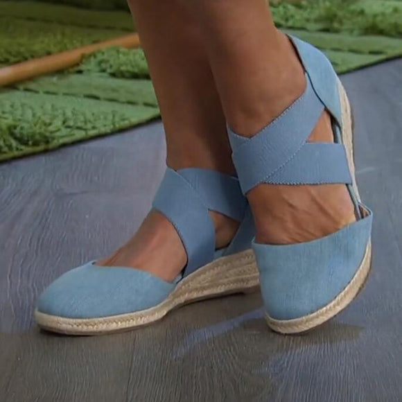 Women Cross Belt Casual Wedge Sandals