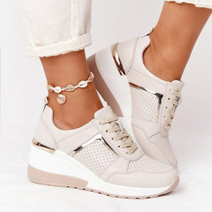 Women Lace-up Wedge Sneakers