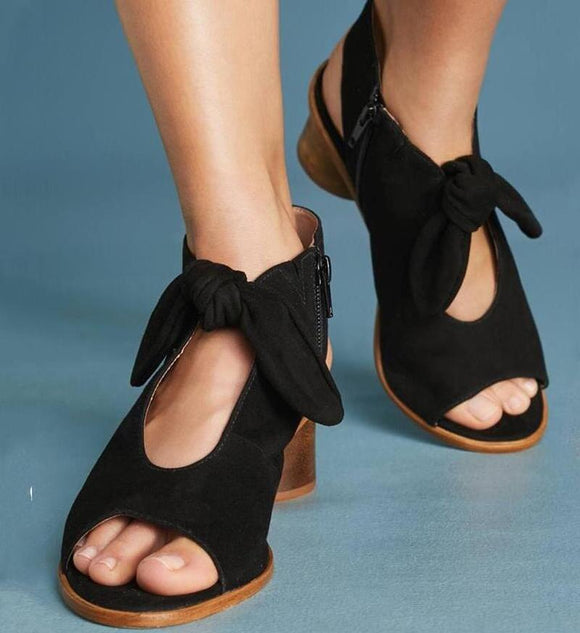 Women Peep Toe Chunky Pumps Sandals