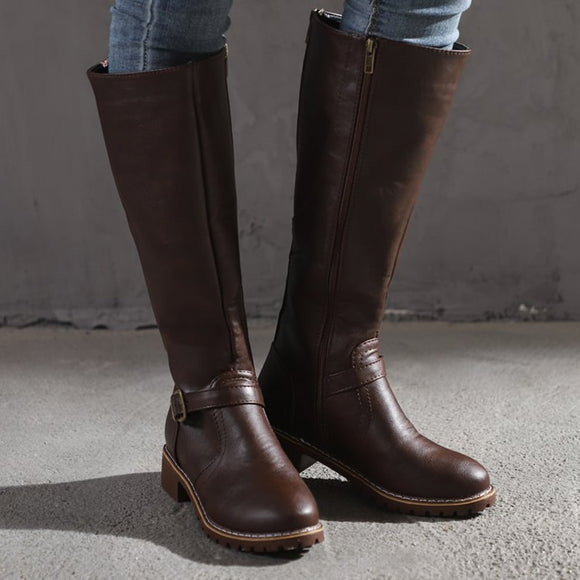 Women Mid-calf Solid Heels Boots  ( 💥Over $89+ ,Code SAVE10🛒)