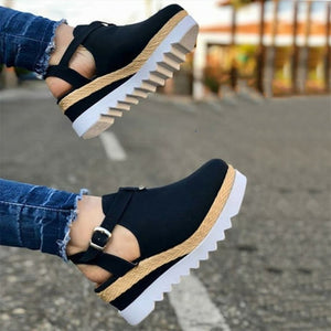 Women Vintage Wedge Buckle Shoes  ( 💥Over $89+ ,Code SAVE10🛒)