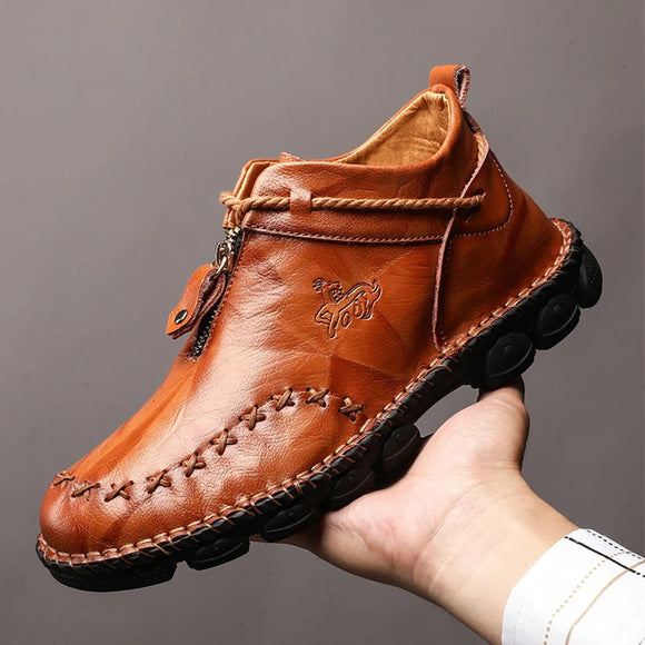 Men Cow Split Leather Casual Ankle Boots