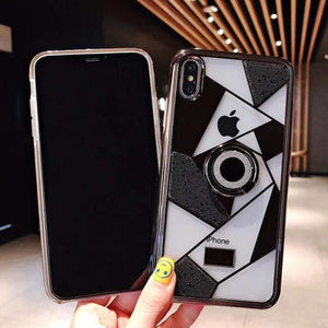 Diamonds Rhombus Transparent Bracket Phone Case for iPhone X XR XS Max