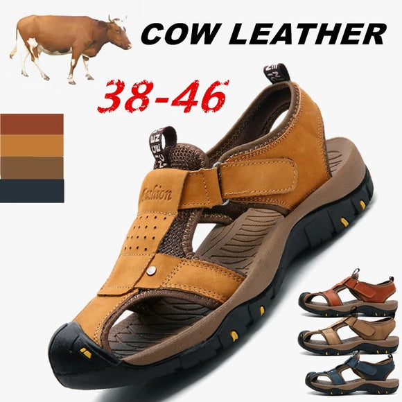 Men Cow Leather Anti-slip Sandals